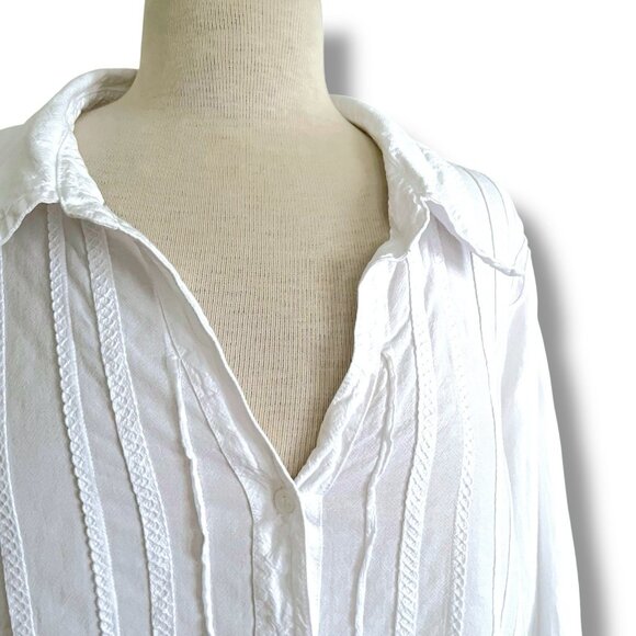 Soft Surroundings Womens Tunic Top Sz 3X White Cotton Boho Embroidered Coastal - Picture 6 of 12